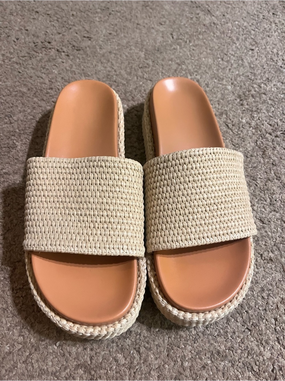 Women's Neutral Woven Slide Sandals - Beige